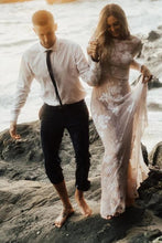 Wonderful Backless A-line Long Sleeves Wedding Dress Boho Bridal Gowns,MW448