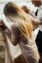 Wonderful Backless A-line Long Sleeves Wedding Dress Boho Bridal Gowns,MW448