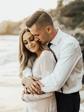 Wonderful Backless A-line Long Sleeves Wedding Dress Boho Bridal Gowns,MW448