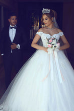 Simple Wedding Dresses Ball Gown Off-the-shoulder Floor-length Bridal Gown,MW452