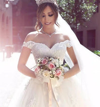 Simple Wedding Dresses Ball Gown Off-the-shoulder Floor-length Bridal Gown,MW452