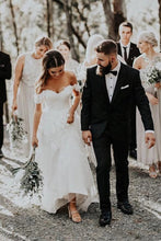 Appliqued Tulle Wedding Dresses Sweep Train A-line Long Bridal Gowns,MW455