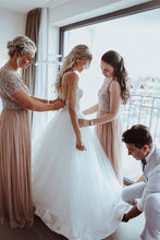 Unique A-line Tulle Spaghetti Straps Backless Wedding Dresses Online, MW499