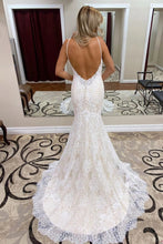 Spaghetti Straps Trumpet/Mermaid Lace Bridal Gonws Backless Wedding Dress,MW500