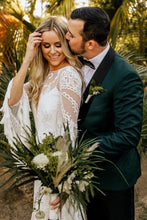 Sheath Bateau Long Sleeve Wedding Dresses Boho Country Bridal Dresses,MW503