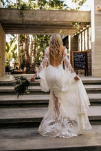 Sheath Bateau Long Sleeve Wedding Dresses Boho Country Bridal Dresses,MW503