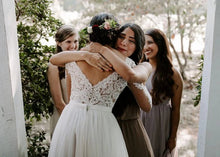 Cheap A-line Bateau Long Sleeve Rustic Lace Wedding Dresses,MW507