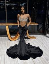 Sexy Black Mermaid Evening Dress,Black Pageant Dress Y4197