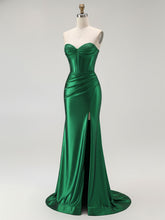 Mermaid Corset Ruched Long Prom Dress with Slit