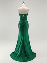 Mermaid Corset Ruched Long Prom Dress with Slit