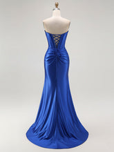 Mermaid Corset Ruched Long Prom Dress with Slit