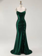 Mermaid Corset Spaghetti Straps Long Prom Dress with Slit