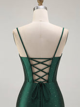 Mermaid Corset Spaghetti Straps Long Prom Dress with Slit
