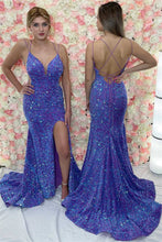 Mermaid Lace-Up Back Sequins Prom Dress With Slit SYP142