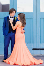 Mermaid Halter Orange Long Prom Dress SYP153