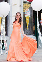 Mermaid Halter Orange Long Prom Dress SYP153