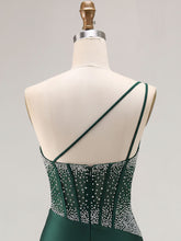 Mermaid One Shoulder Corset Long Prom Dress With Beading
