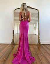 Miracle |Mermaid V Neck Sequins Prom Dress with Slit