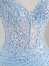 Mermaid Spaghetti Straps V-Neck Sequins Prom Dress with Slit