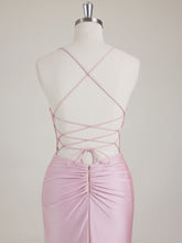 Mermaid Spaghetti Straps V-Neck Sequins Prom Dress with Slit