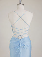 Mermaid Spaghetti Straps V-Neck Sequins Prom Dress with Slit