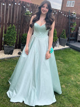 Mint Green Strapless Shimmer Corset A-Line Long Prom Dress