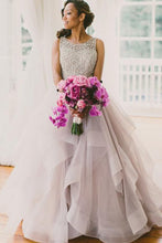 Modest Tulle A-line Scoop Sweep Train Wedding Dresses, Bridal Gowns, MW604