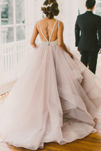 Modest Tulle A-line Scoop Sweep Train Wedding Dresses, Bridal Gowns, MW604