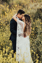 Sheath Boho Batwing Sleeve Lace Rustic Ivory Wedding Dresses ,MW276