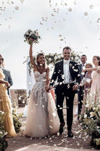 Cheap Tulle A-line Sweetheart Long Wedding Dresses with Lace Appliques,MW394