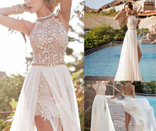 Gorgeous Lace Backless High Neckline Halter Wedding Dress Party Dresses, MP328