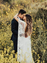 Batwing Sleeve Lace Rustic Wedding Dresses Ivory Sheath Boho Wedding Dresses,MW407