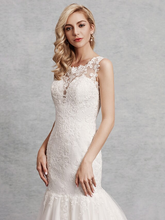 Wedding Dresses Scoop Neck Court Train Lace Satin Tulle Regular Straps Beautiful Back with Lace Appliques