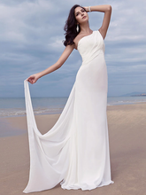 Wedding Dresses One Shoulder  Chiffon Regular Straps Simple Plus Size with Side-Draped