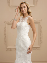 Wedding Dresses Bateau Neck  All Over Lace Regular Straps Sexy Illusion Detail Backless with Beading Appliques