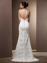 Wedding Dresses Halter Neck  Lace Regular Straps Open Back with Beading Flower Button
