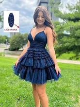 Straps Sparkly Tulle Homecoming Dress with Tiered Ruffle Skirt SYH91