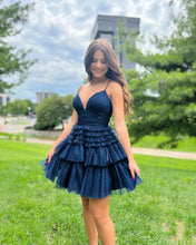 Straps Sparkly Tulle Homecoming Dress with Tiered Ruffle Skirt SYH91