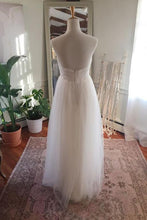 Simple Tulle Floor Length Open Back Sweetheart Strapless Wedding Dresses, MW217
