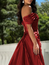 Off-the-Shoulder Asymmetrical Sequin Bodice Prom Dress with Slit
