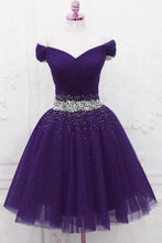 Off The Shoulder Black Homecoming Dress Tulle Short Prom Dress PD468