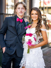 Off the Shoulder Appliques Tiered Long Prom Dress