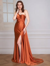 One Shoulder Prom Dress Simple Stretchy Long Bridesmaid Evening Gown