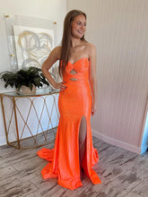 Orange Mermaid Strapless Long Prom Dress with Beads