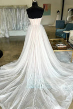 A-line Pleated Tulle Sweetheart Neck Wedding Dresses
