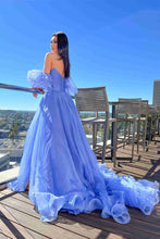 Lavender Puff Sleeves Prom Dress Pleated SYP152