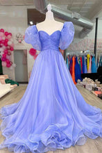 Lavender Puff Sleeves Prom Dress Pleated SYP152
