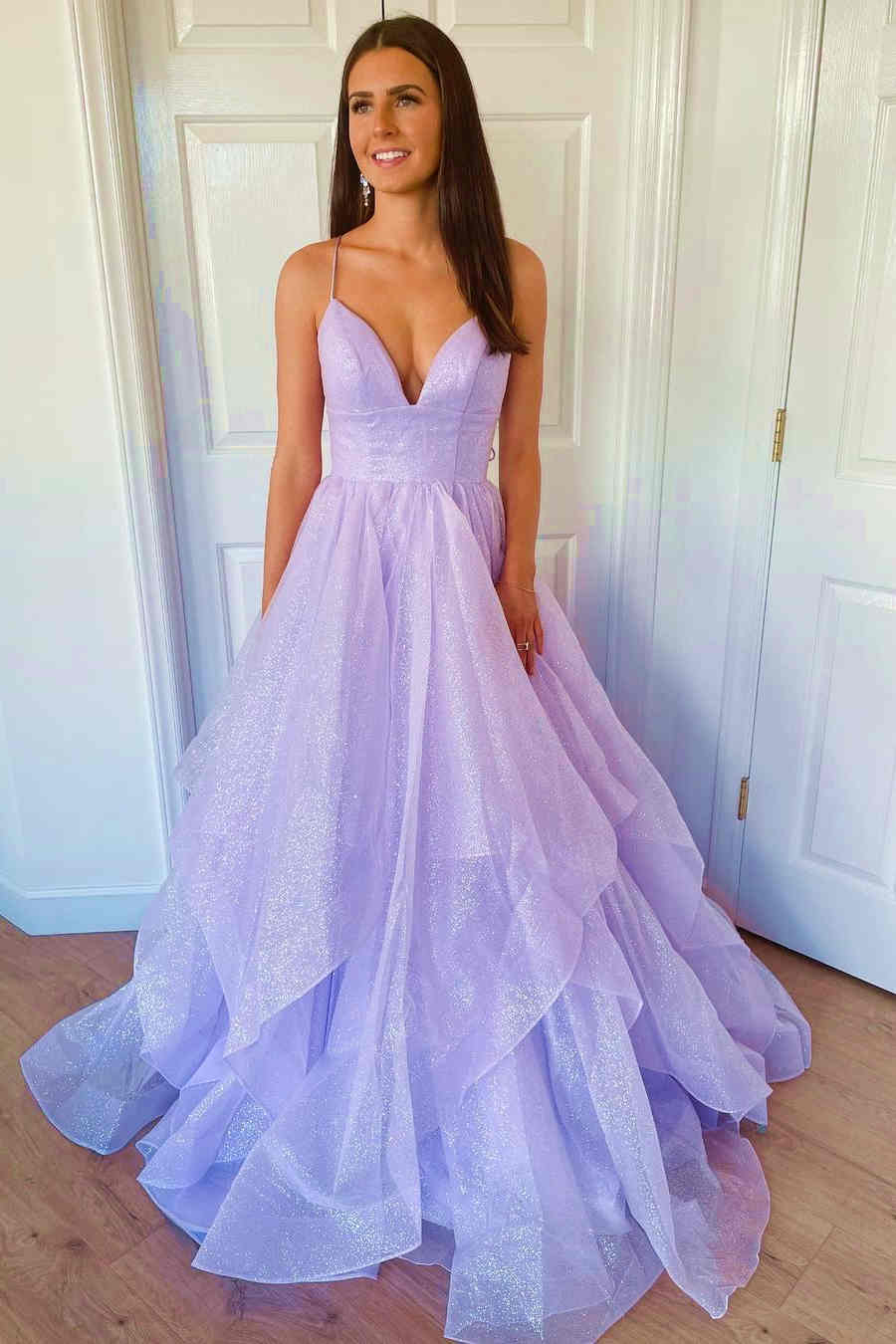 Princess Lavender Tiered Tulle Formal Dress SYP111