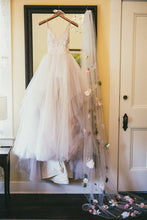 Princess Pink Tulle Spaghetti Straps V-neck Wedding Dresses, Bridal Gown, MW639