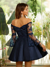 Satin Lace Long Sleeves Short/Mini Dresses SYH60